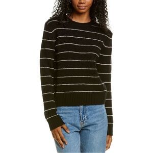 Vince Striped Fitted Cashmere Sweater